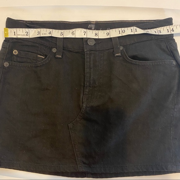 7 FOR ALL MANKIND Black Denim Mini Skirt 00s Size 25 - Picture 6 of 10